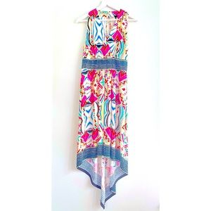 Dex Y2K 70’s Style Maxi Dress Colorful Print Vintage Prom
